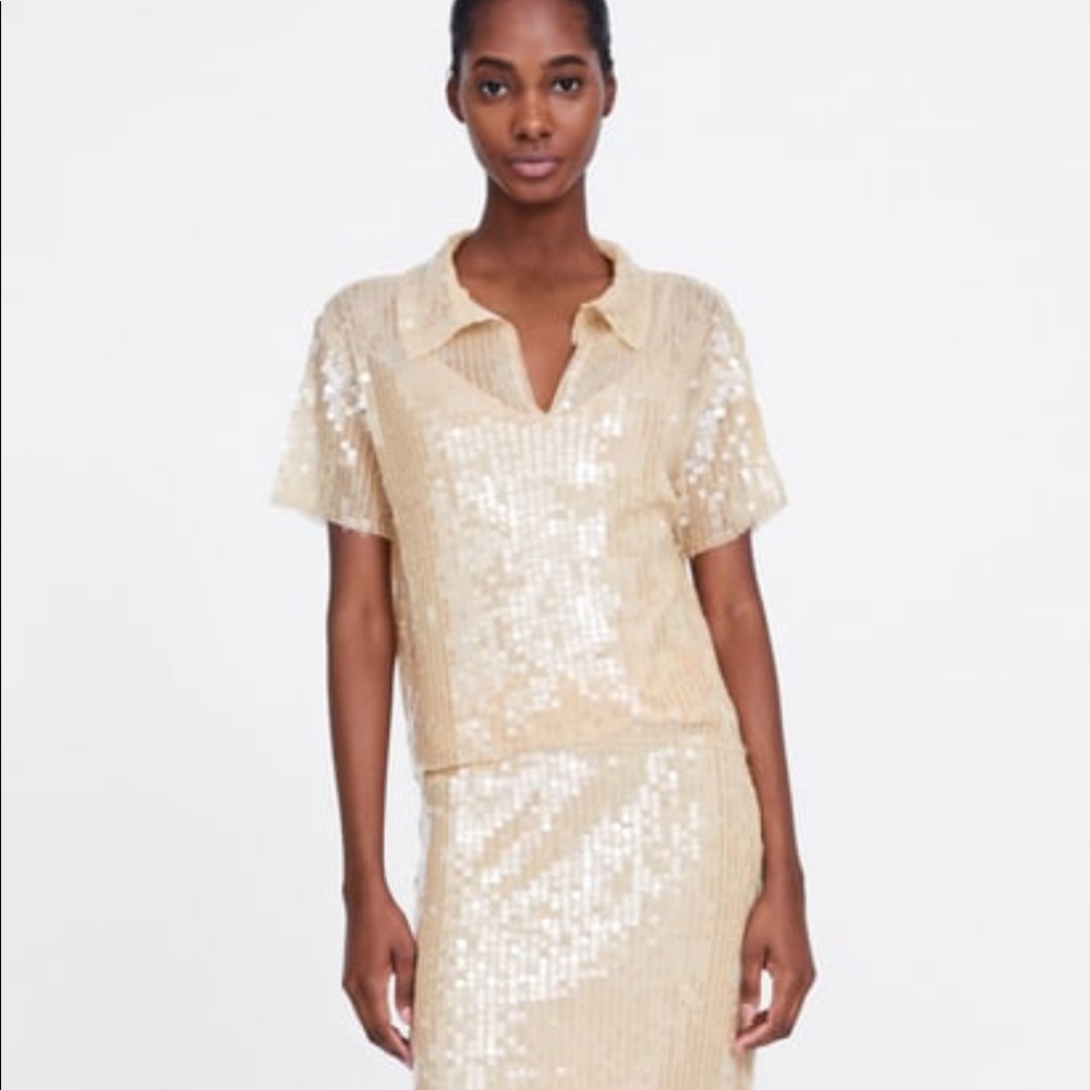 NWT Zara sequin top